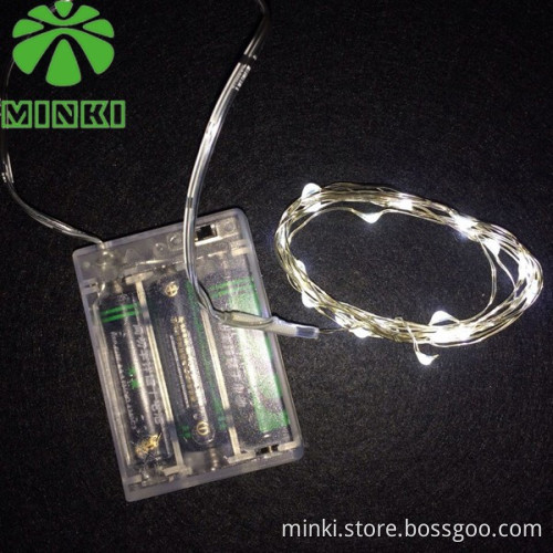 White 2Meters 40LEDs LED Silver String Starry Copper Wire 3xAA Battery Powered